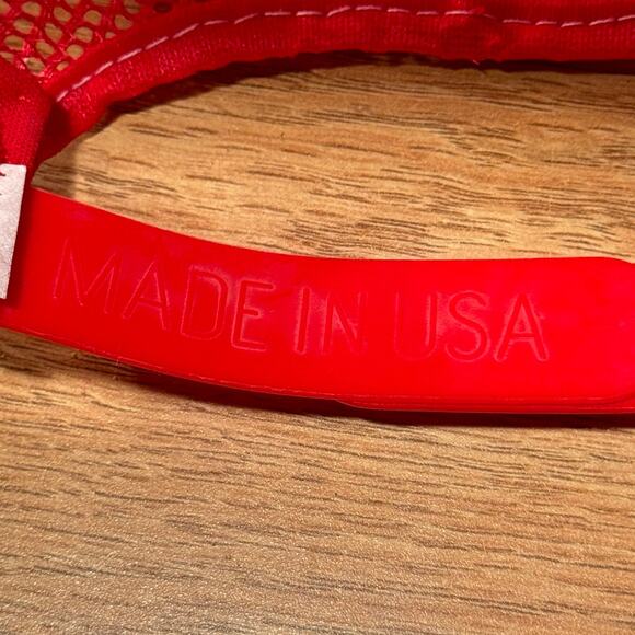 Vintage Dean Saf-t-Bilt Tires Hat Red Snapback Trucker Patch‎ Logo Made In USA - Picture 9 of 9